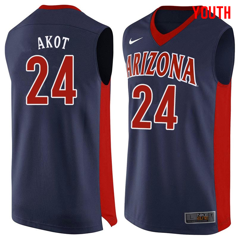 Youth Arizona Wildcats #24 Emmanuel Akot College Basketball Jerseys Sale-Navy